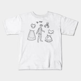 Paper Doll Sketch - "Alice Through the Looking-Glass" Graphic Kids T-Shirt